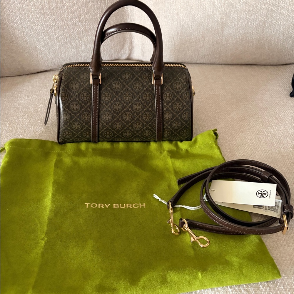 Tory Burch-T MONOGRAM COATED CANVAS PETITE BARREL BAG